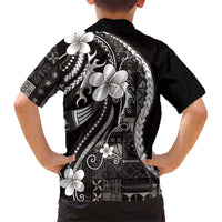 Samoa Siapo Tribal Pattern Hawaiian Shirt Black Polynesian Plumeria Tapa Motif LT9 - Polynesian Pride