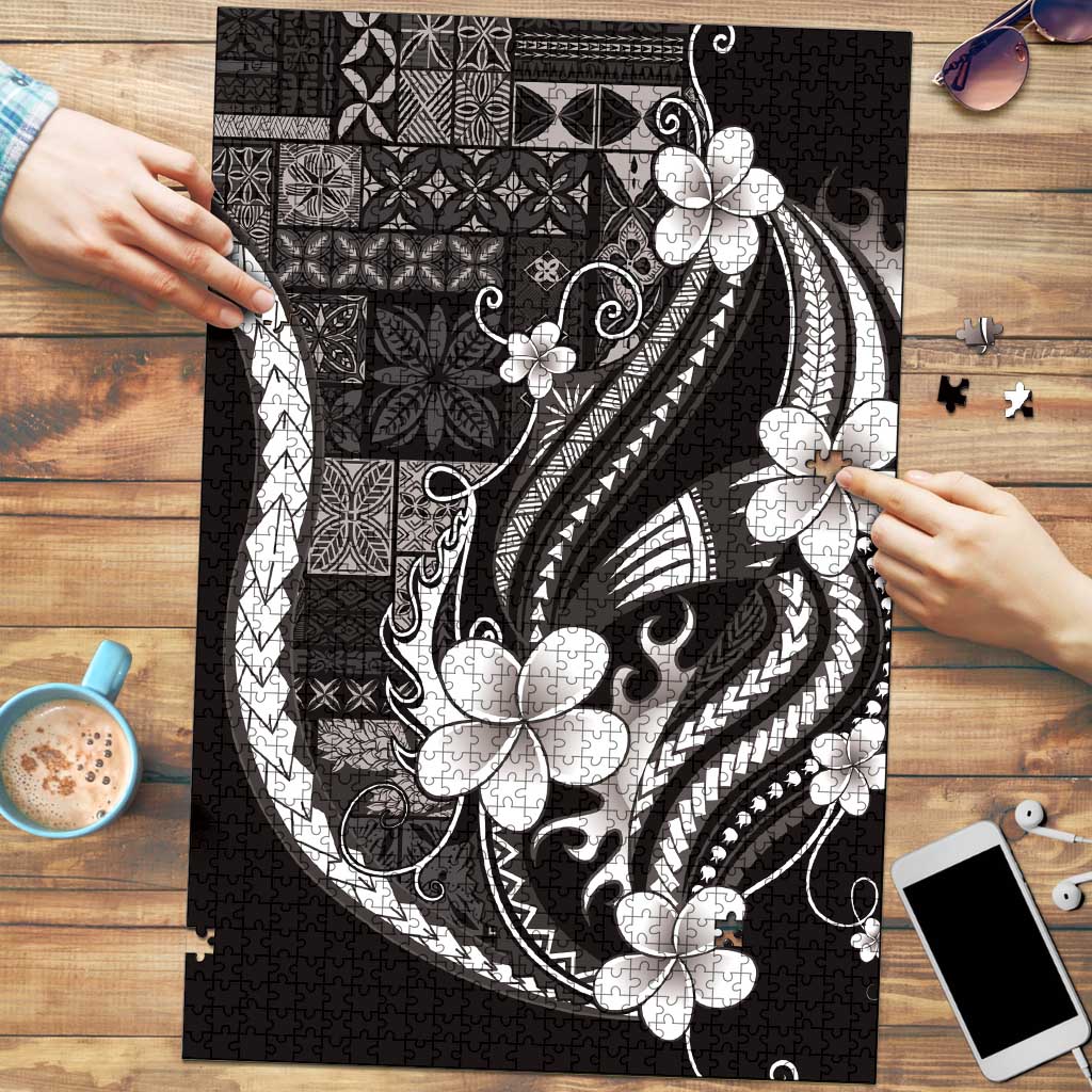 Samoa Siapo Tribal Pattern Puzzle Black Polynesian Plumeria Tapa Motif