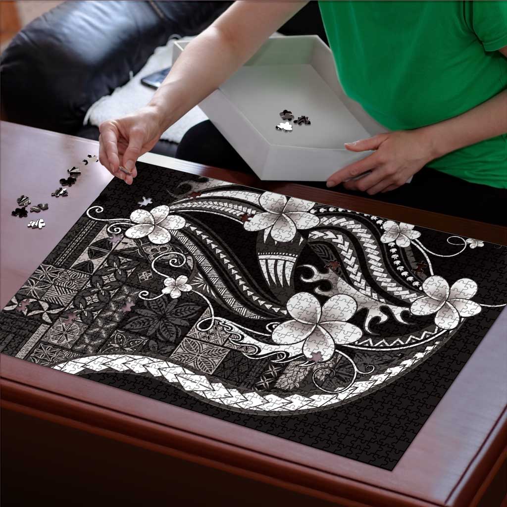 Samoa Siapo Tribal Pattern Puzzle Black Polynesian Plumeria Tapa Motif