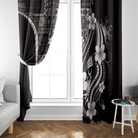 Samoa Siapo Tribal Pattern Window Curtain Black Polynesian Plumeria Tapa Motif
