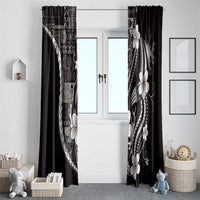 Samoa Siapo Tribal Pattern Window Curtain Black Polynesian Plumeria Tapa Motif