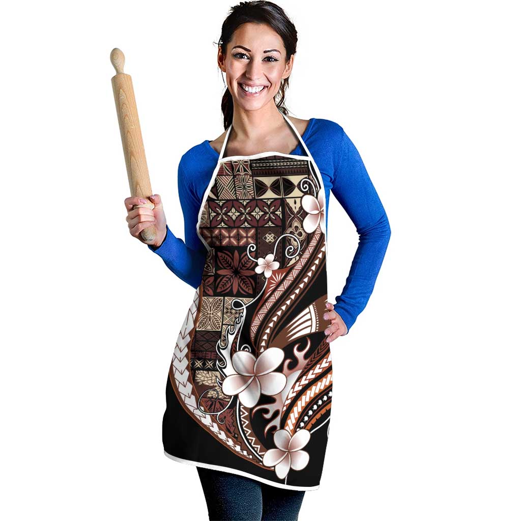 Samoa Siapo Tribal Pattern Apron Brown Polynesian Plumeria Tapa Motif