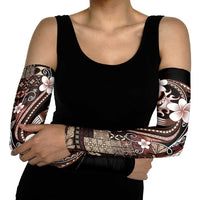 Samoa Siapo Tribal Pattern Arm Sleeves Brown Polynesian Plumeria Tapa Motif