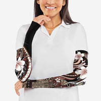 Samoa Siapo Tribal Pattern Arm Sleeves Brown Polynesian Plumeria Tapa Motif