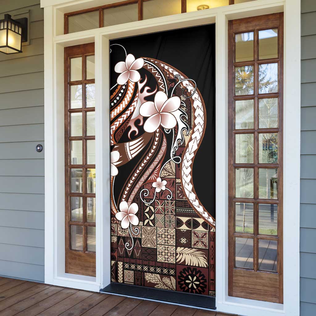 Samoa Siapo Tribal Pattern Door Cover Brown Polynesian Plumeria Tapa Motif LT9 - Polynesian Pride