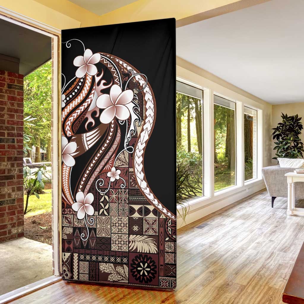 Samoa Siapo Tribal Pattern Door Cover Brown Polynesian Plumeria Tapa Motif LT9 - Polynesian Pride