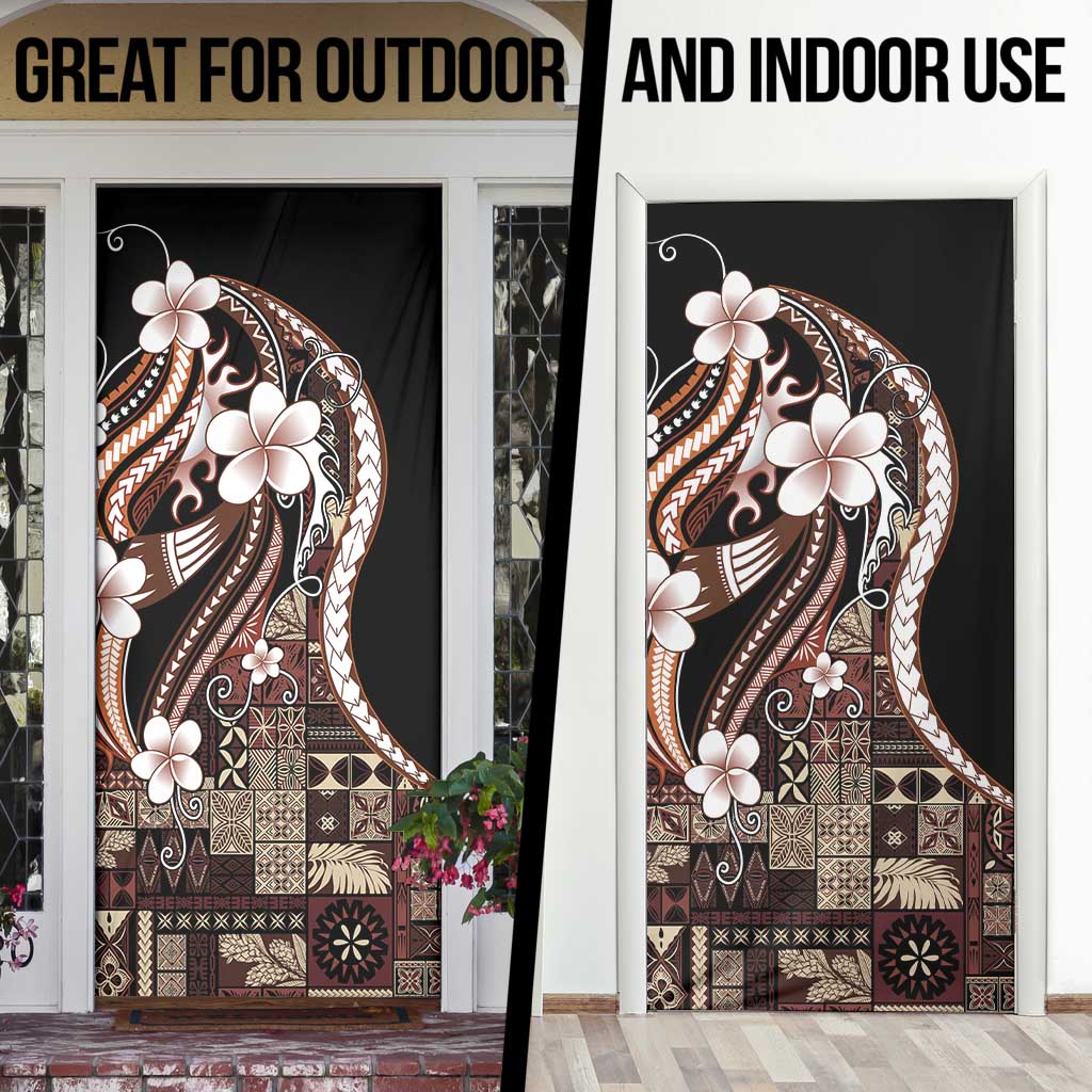 Samoa Siapo Tribal Pattern Door Cover Brown Polynesian Plumeria Tapa Motif LT9 - Polynesian Pride