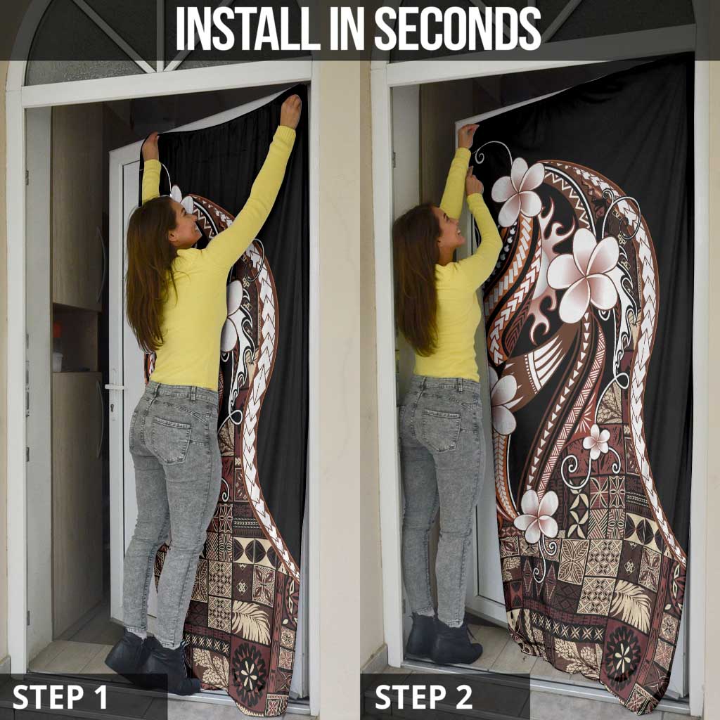 Samoa Siapo Tribal Pattern Door Cover Brown Polynesian Plumeria Tapa Motif LT9 - Polynesian Pride