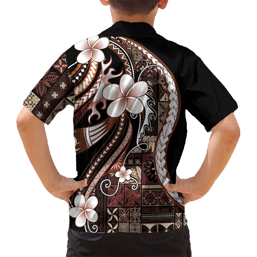 Samoa Siapo Tribal Pattern Family Matching Mermaid Dress and Hawaiian Shirt Brown Polynesian Plumeria Tapa Motif
