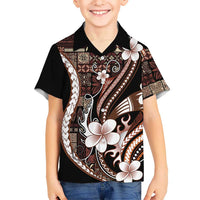 Samoa Siapo Tribal Pattern Family Matching Mermaid Dress and Hawaiian Shirt Brown Polynesian Plumeria Tapa Motif