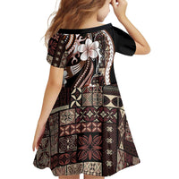 Samoa Siapo Tribal Pattern Family Matching Summer Maxi Dress and Hawaiian Shirt Brown Polynesian Plumeria Tapa Motif