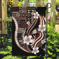 Samoa Siapo Tribal Pattern Garden Flag Brown Polynesian Plumeria Tapa Motif