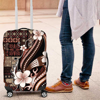 Samoa Siapo Tribal Pattern Luggage Cover Brown Polynesian Plumeria Tapa Motif LT9 Brown - Polynesian Pride