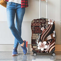 Samoa Siapo Tribal Pattern Luggage Cover Brown Polynesian Plumeria Tapa Motif LT9 - Polynesian Pride