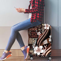 Samoa Siapo Tribal Pattern Luggage Cover Brown Polynesian Plumeria Tapa Motif LT9 - Polynesian Pride