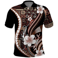 Samoa Siapo Tribal Pattern Polo Shirt Brown Polynesian Plumeria Tapa Motif