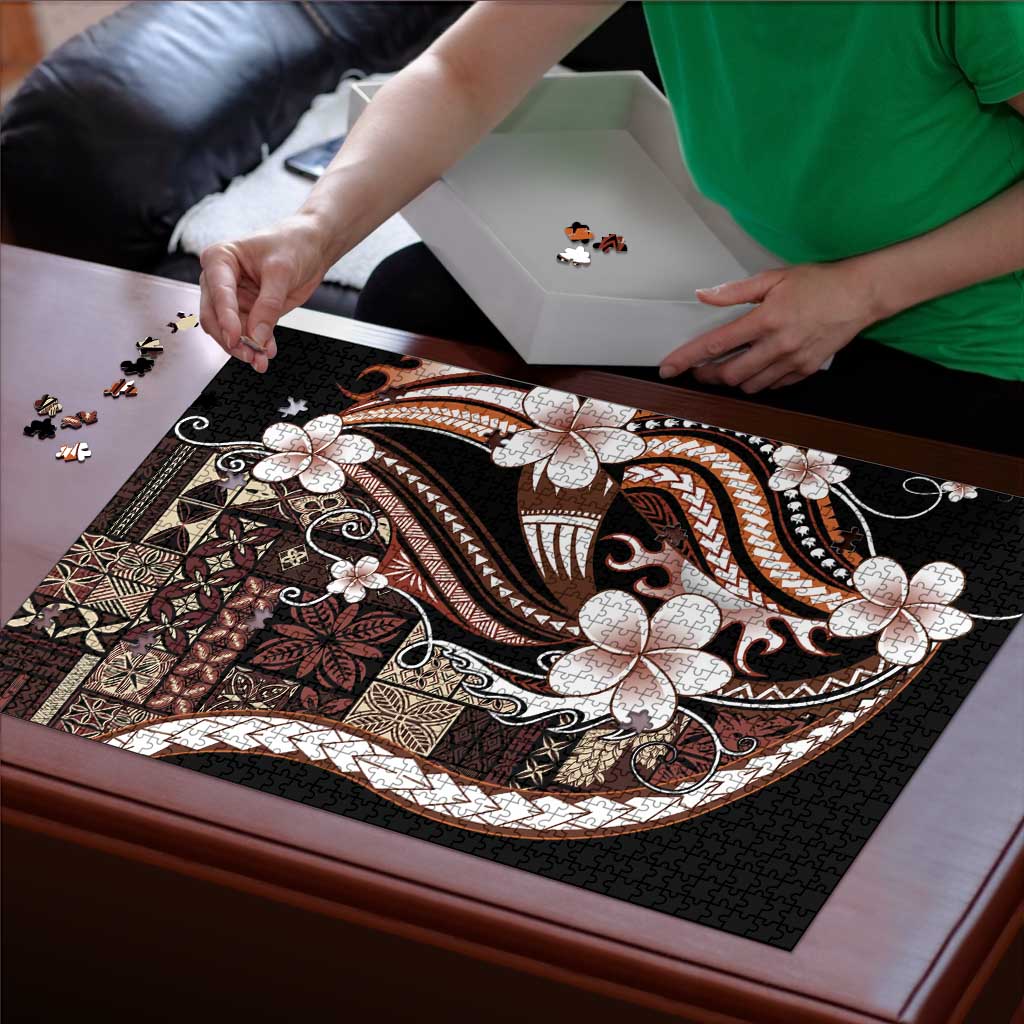 Samoa Siapo Tribal Pattern Puzzle Brown Polynesian Plumeria Tapa Motif