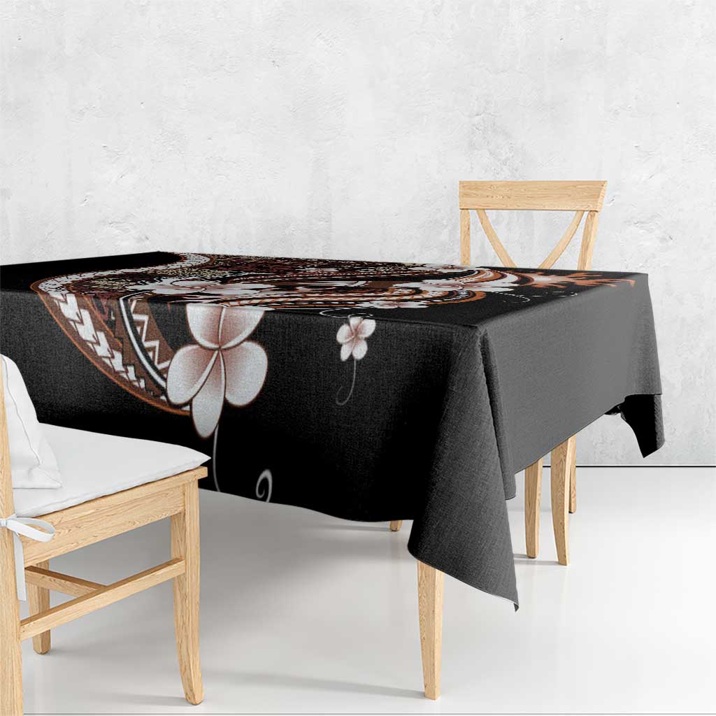 Samoa Siapo Tribal Pattern Tablecloth Brown Polynesian Plumeria Tapa Motif