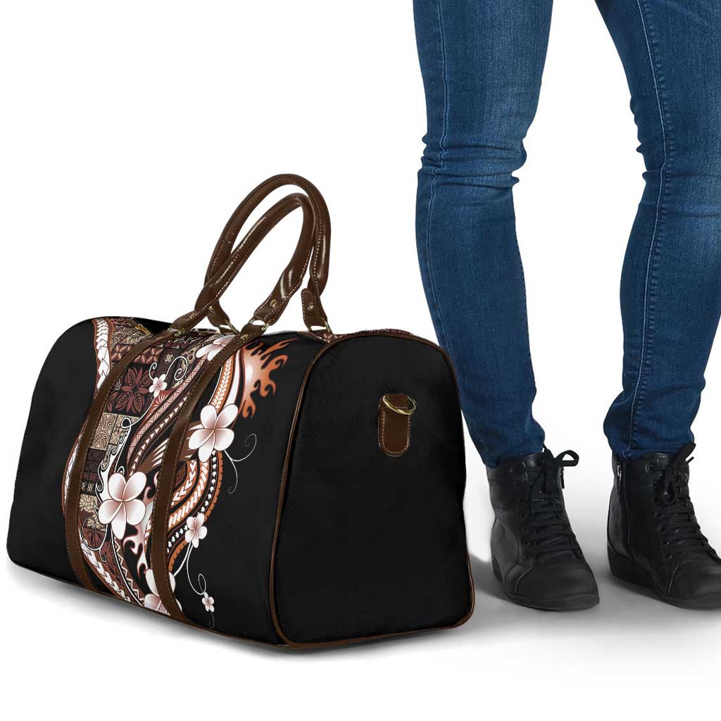 Samoa Siapo Tribal Pattern Travel Bag Brown Polynesian Plumeria Tapa Motif LT9 - Polynesian Pride