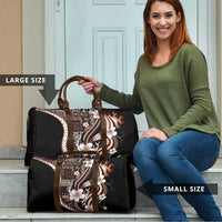 Samoa Siapo Tribal Pattern Travel Bag Brown Polynesian Plumeria Tapa Motif LT9 - Polynesian Pride