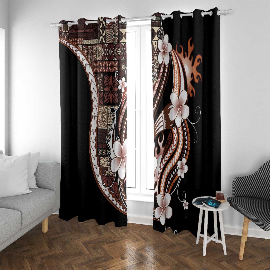Samoa Siapo Tribal Pattern Window Curtain Brown Polynesian Plumeria Tapa Motif