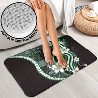 Samoa Siapo Tribal Pattern Bathroom Set Forest Green Polynesian Plumeria Tapa Motif