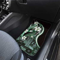 Samoa Siapo Tribal Pattern Car Mats Forest Green Polynesian Plumeria Tapa Motif