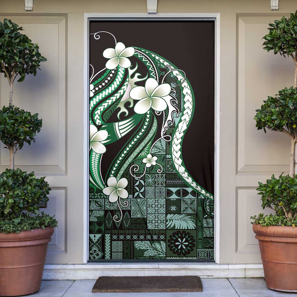 Samoa Siapo Tribal Pattern Door Cover Forest Green Polynesian Plumeria Tapa Motif LT9 Green - Polynesian Pride