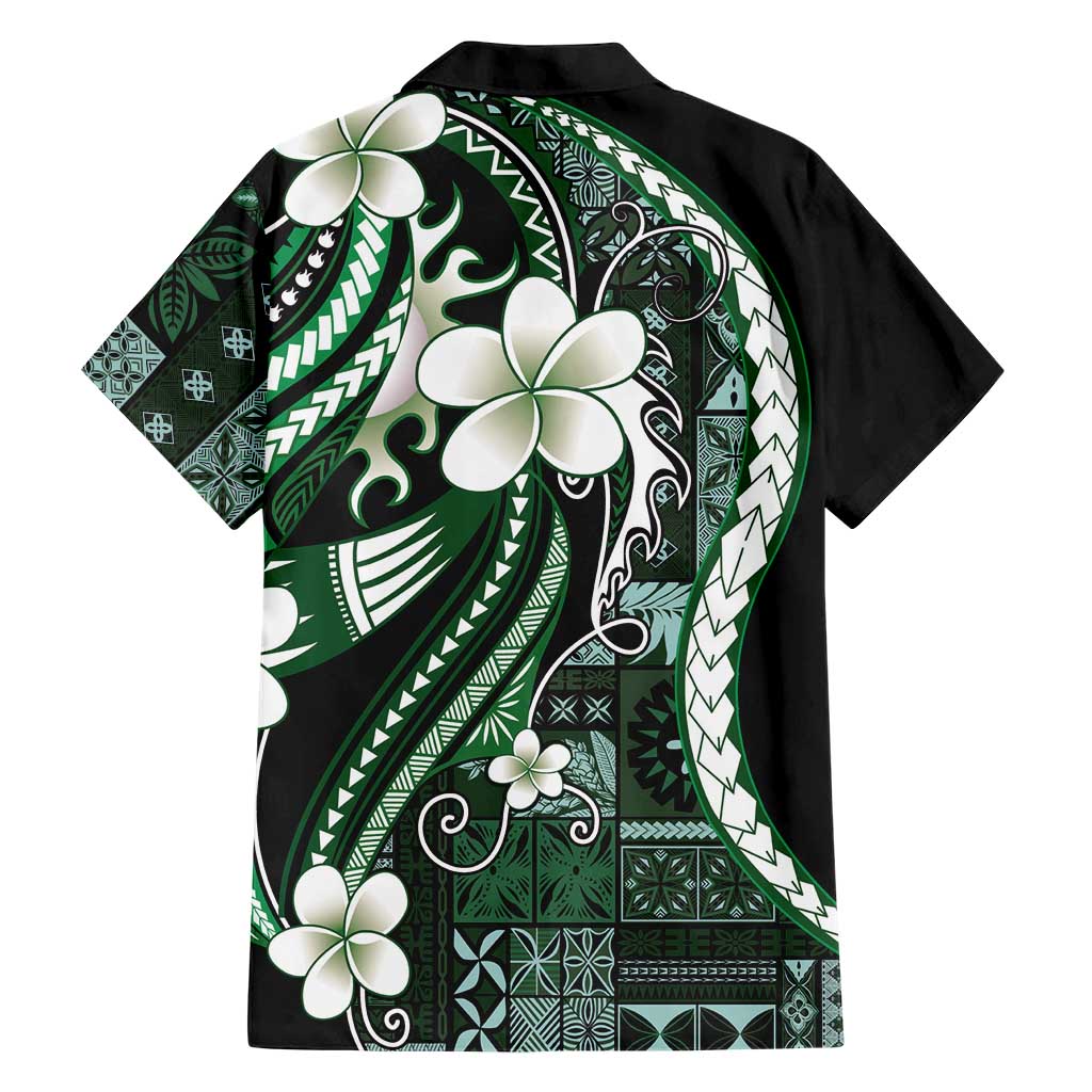 Samoa Siapo Tribal Pattern Family Matching Mermaid Dress and Hawaiian Shirt Forest Green Polynesian Plumeria Tapa Motif