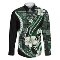Samoa Siapo Tribal Pattern Family Matching Mermaid Dress and Hawaiian Shirt Forest Green Polynesian Plumeria Tapa Motif