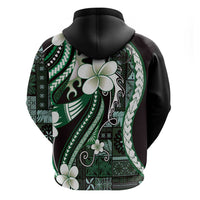 Samoa Siapo Tribal Pattern Hoodie Forest Green Polynesian Plumeria Tapa Motif LT9 - Polynesian Pride