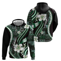 Samoa Siapo Tribal Pattern Hoodie Forest Green Polynesian Plumeria Tapa Motif LT9 - Polynesian Pride