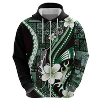 Samoa Siapo Tribal Pattern Hoodie Forest Green Polynesian Plumeria Tapa Motif LT9 - Polynesian Pride