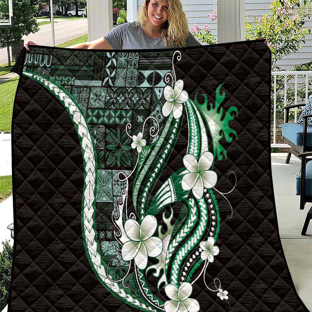 Samoa Siapo Tribal Pattern Quilt Forest Green Polynesian Plumeria Tapa Motif LT9 Green - Polynesian Pride