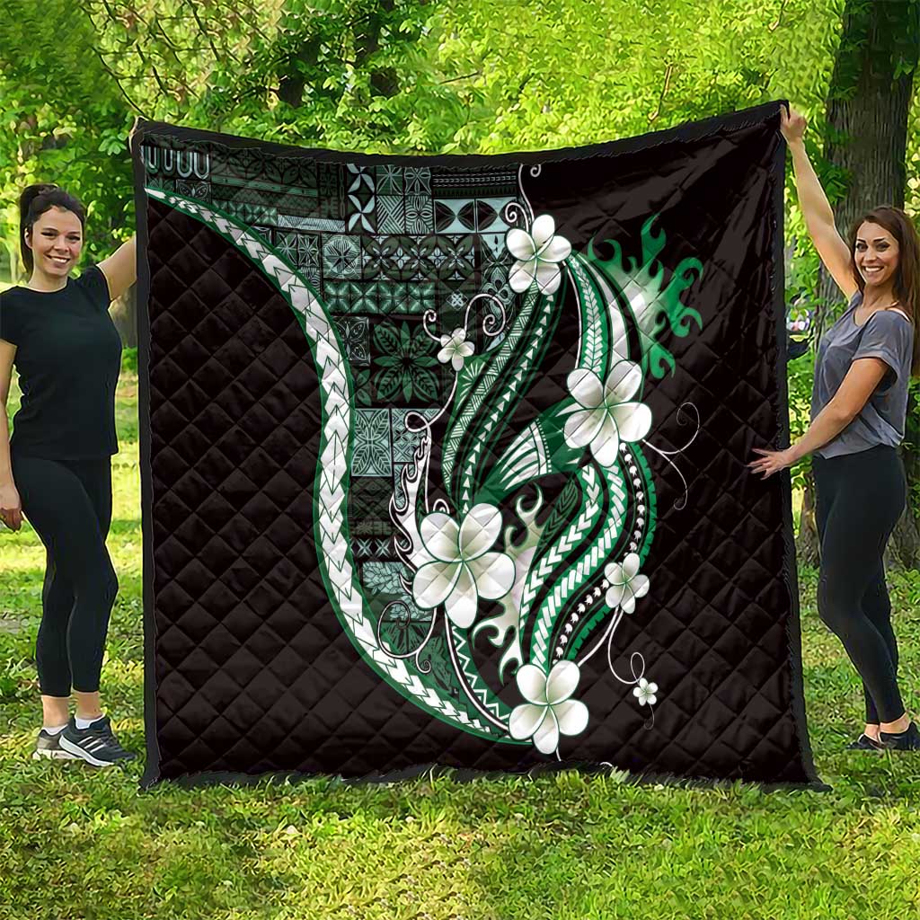 Samoa Siapo Tribal Pattern Quilt Forest Green Polynesian Plumeria Tapa Motif LT9 - Polynesian Pride