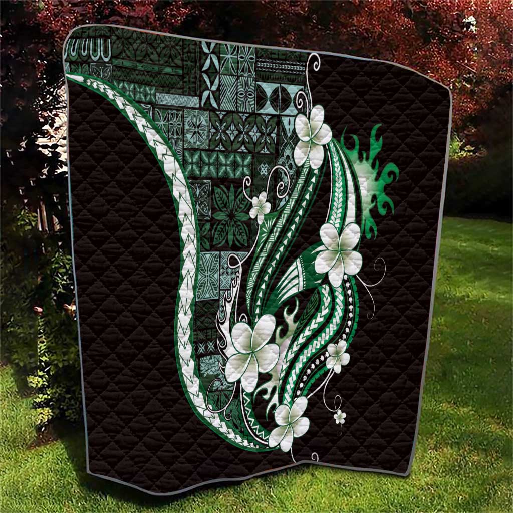 Samoa Siapo Tribal Pattern Quilt Forest Green Polynesian Plumeria Tapa Motif LT9 - Polynesian Pride