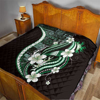 Samoa Siapo Tribal Pattern Quilt Forest Green Polynesian Plumeria Tapa Motif LT9 - Polynesian Pride