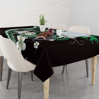 Samoa Siapo Tribal Pattern Tablecloth Forest Green Polynesian Plumeria Tapa Motif