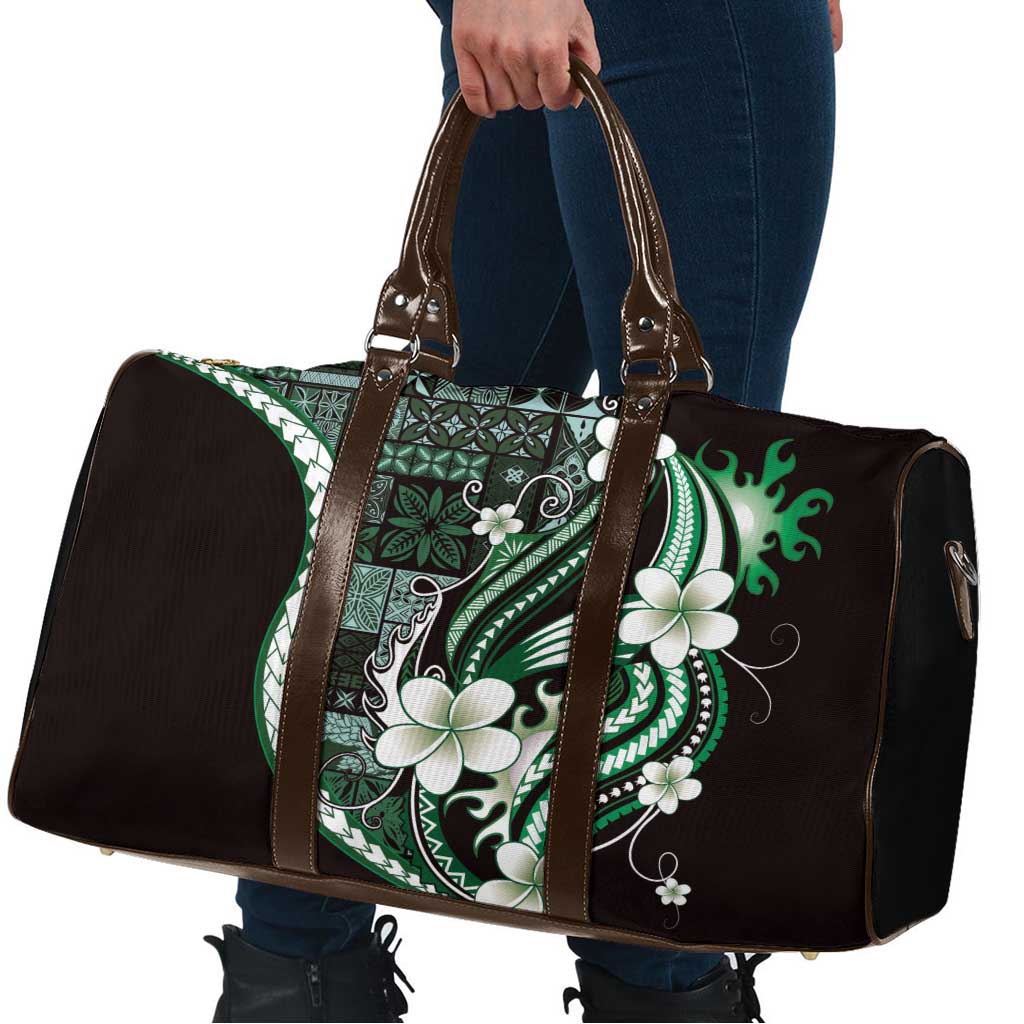 Samoa Siapo Tribal Pattern Travel Bag Forest Green Polynesian Plumeria Tapa Motif LT9 - Polynesian Pride
