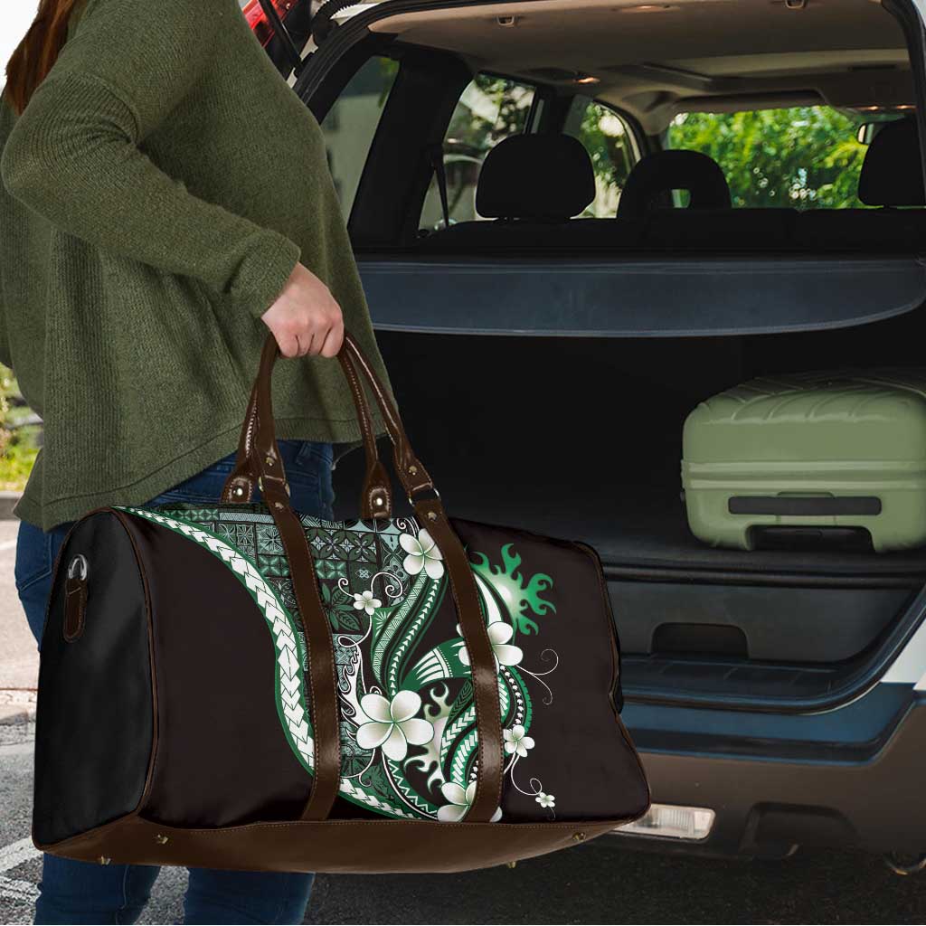 Samoa Siapo Tribal Pattern Travel Bag Forest Green Polynesian Plumeria Tapa Motif LT9 - Polynesian Pride