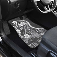 Samoa Siapo Tribal Pattern Car Mats Light Gray Polynesian Plumeria Tapa Motif