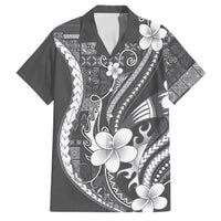 Samoa Siapo Tribal Pattern Family Matching Tank Maxi Dress and Hawaiian Shirt Light Gray Polynesian Plumeria Tapa Motif LT9 Dad's Shirt - Short Sleeve Gray - Polynesian Pride