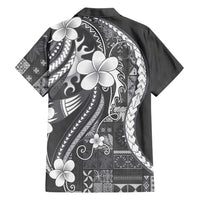 Samoa Siapo Tribal Pattern Family Matching Tank Maxi Dress and Hawaiian Shirt Light Gray Polynesian Plumeria Tapa Motif LT9 - Polynesian Pride