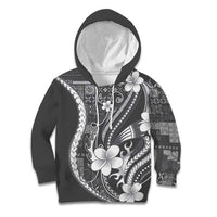 Samoa Siapo Tribal Pattern Kid Hoodie Light Gray Polynesian Plumeria Tapa Motif LT9 Hoodie Gray - Polynesian Pride
