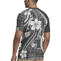 Samoa Siapo Tribal Pattern Rugby Jersey Light Gray Polynesian Plumeria Tapa Motif