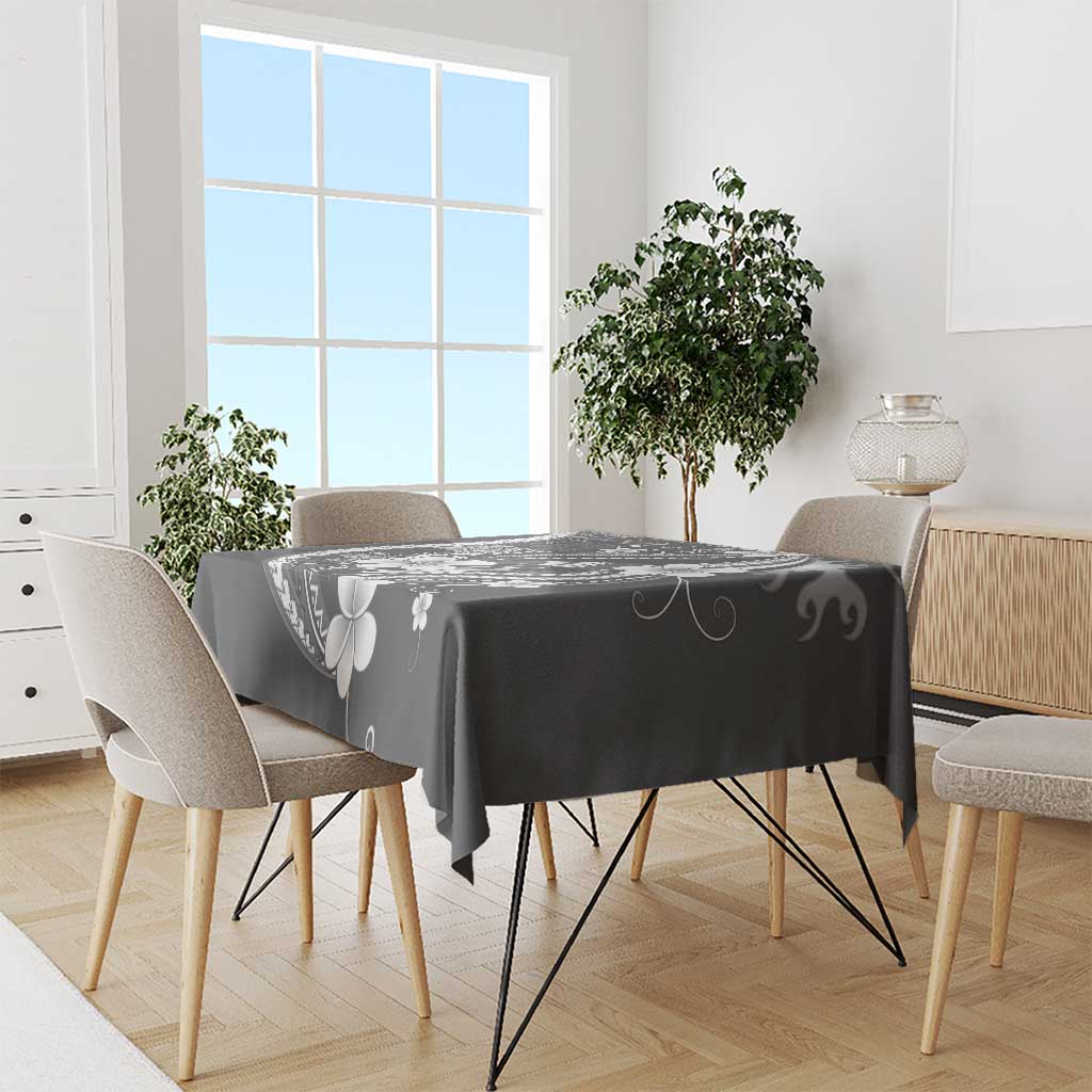 Samoa Siapo Tribal Pattern Tablecloth Light Gray Polynesian Plumeria Tapa Motif