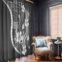 Samoa Siapo Tribal Pattern Window Curtain Light Gray Polynesian Plumeria Tapa Motif