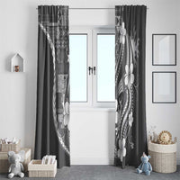 Samoa Siapo Tribal Pattern Window Curtain Light Gray Polynesian Plumeria Tapa Motif