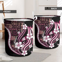 Samoa Siapo Tribal Pattern Laundry Basket Violet Polynesian Plumeria Tapa Motif