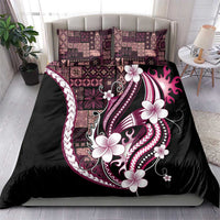 Samoa Siapo Tribal Pattern Bedding Set Violet Polynesian Plumeria Tapa Motif